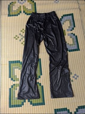 Black Faux Leather Wide-Leg Pants
